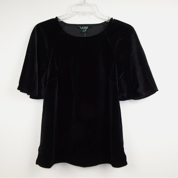 Ralph Lauren Tops - Ralph Lauren Black Velvet Top Size 8 NWOT